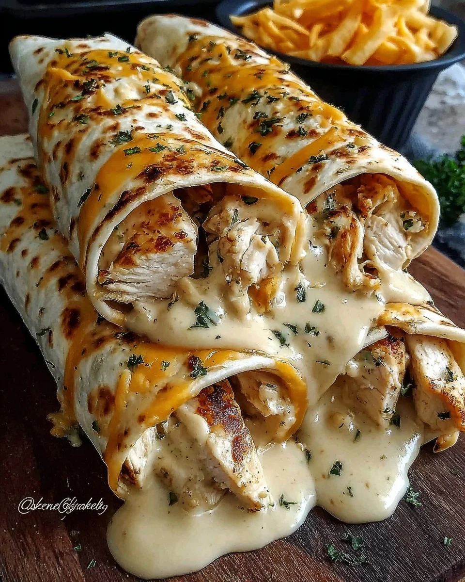 Cheesy Garlic Chicken Wraps Recipe