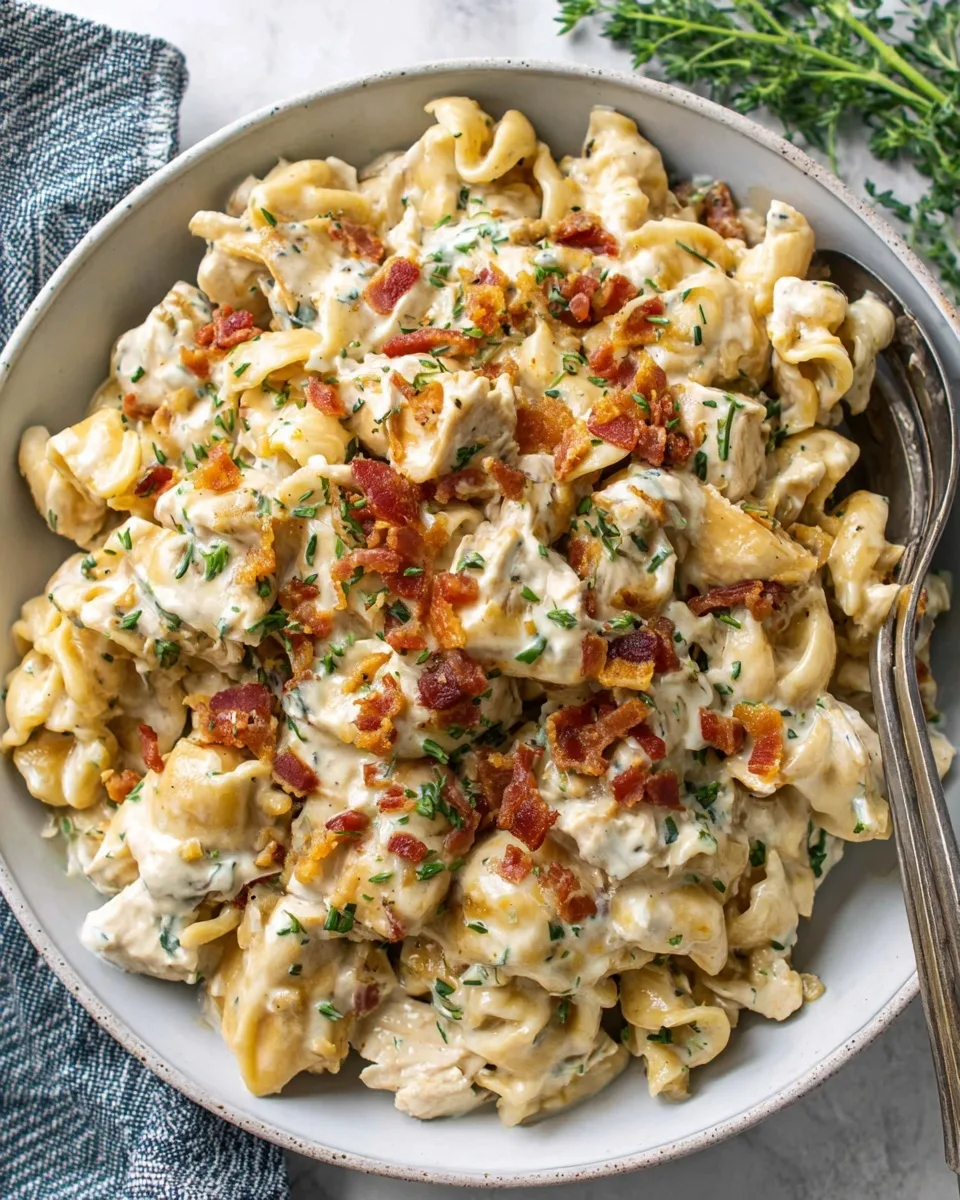 Creamy Chicken Bacon Ranch Pasta