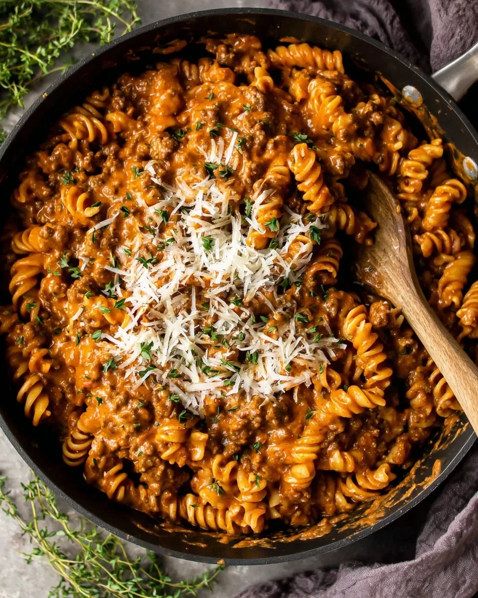 One Pot Creamy Ground Beef Pasta Recipe