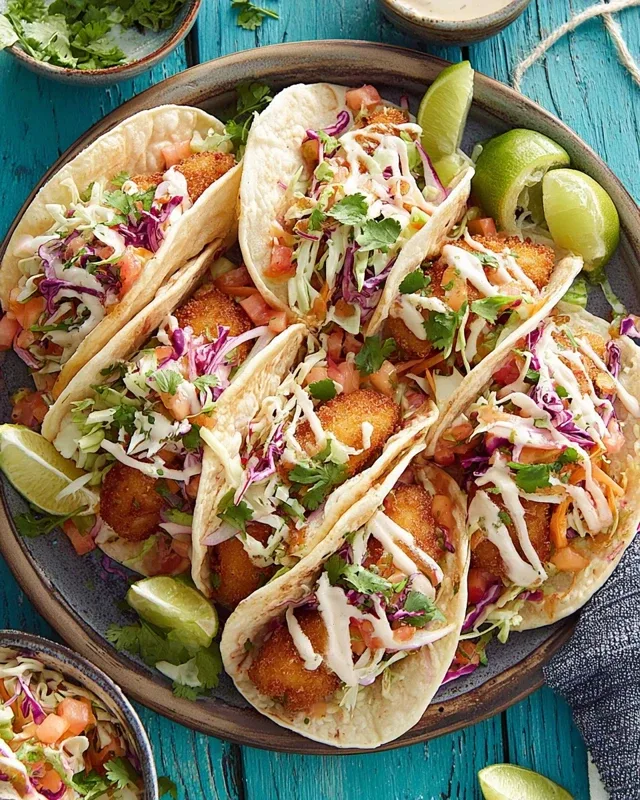 Crispy Baked Fish Tacos with Cabbage Slaw