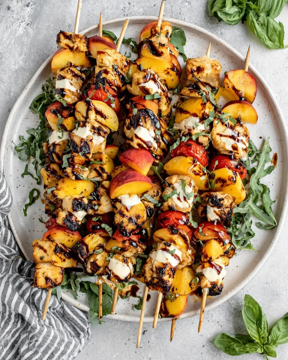 Grilled Peach Chicken Skewers