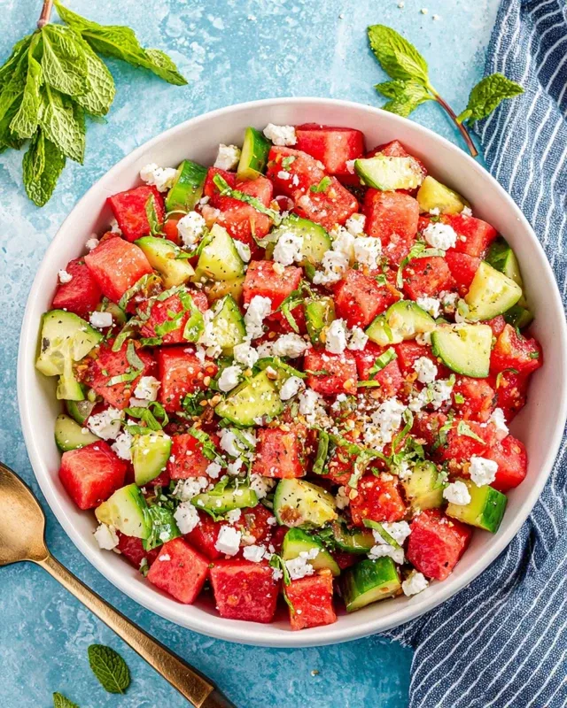 Refreshing Watermelon Cucumber Salad with Feta Recipe