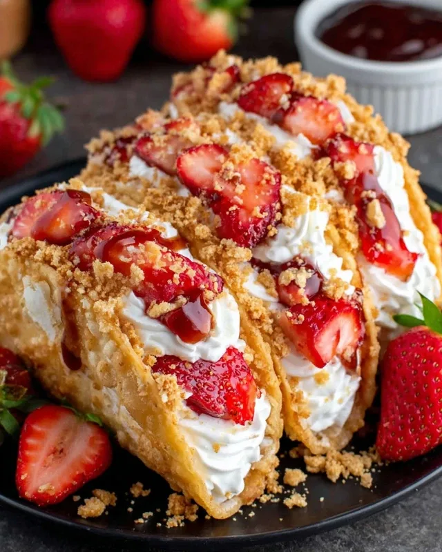 Strawberry Crunch Cheesecake Tacos – The Ultimate Dessert Mashup