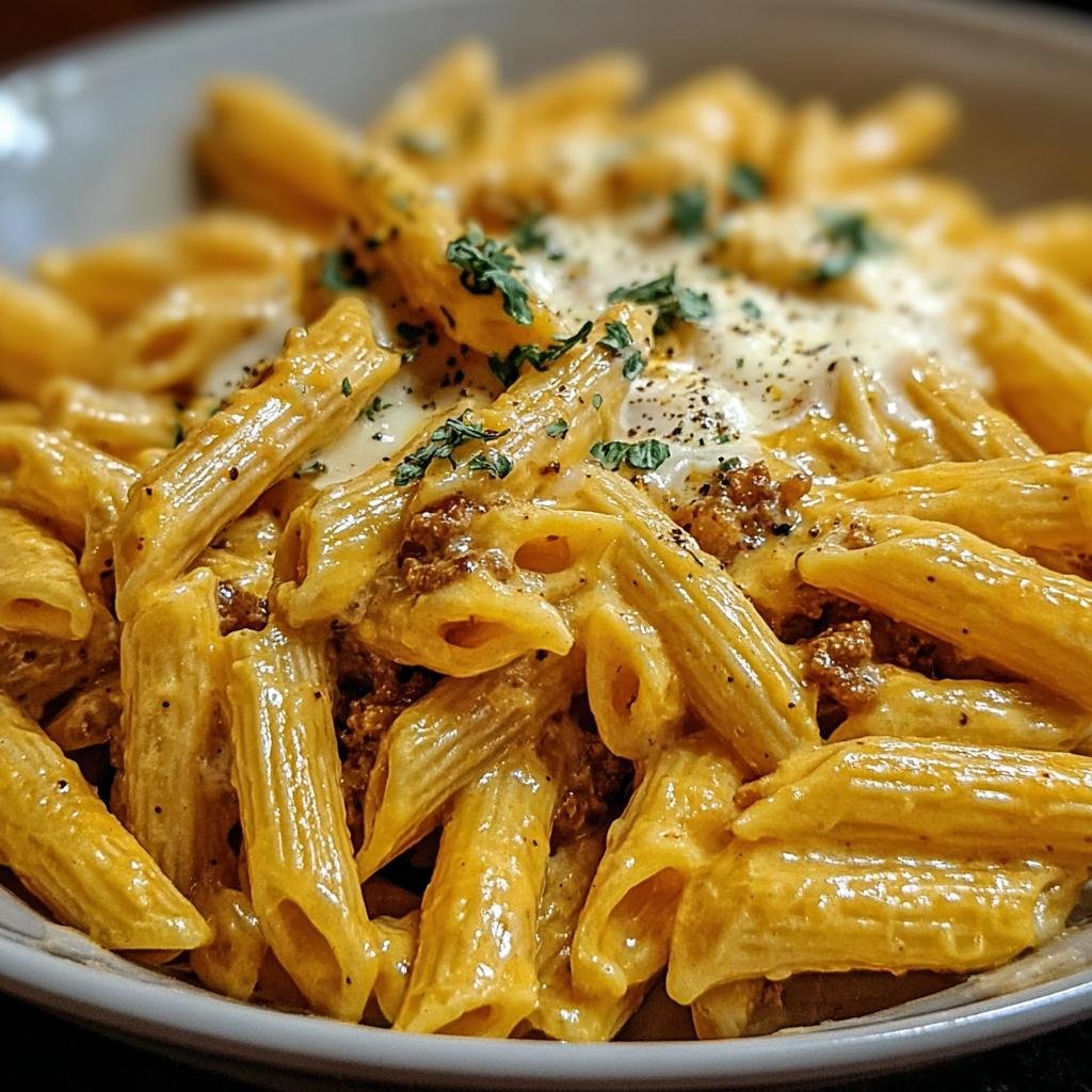 Indulgent Creamy Velveeta Penne: Rich, Easy Comfort - A close-up of the creamy Velveeta penne pasta dish