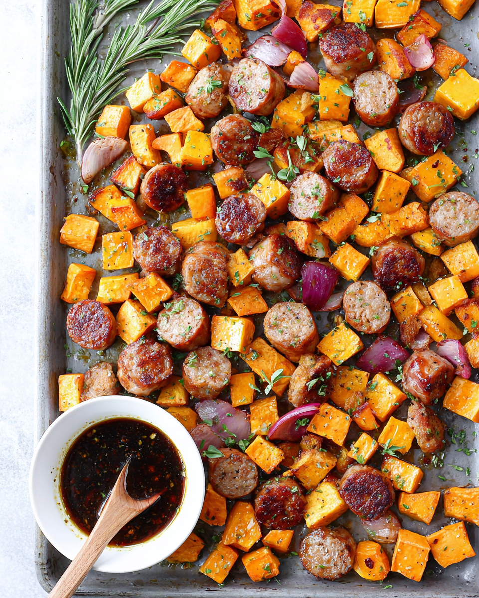 Honey Garlic Sausage Sweet Potatoes recipe