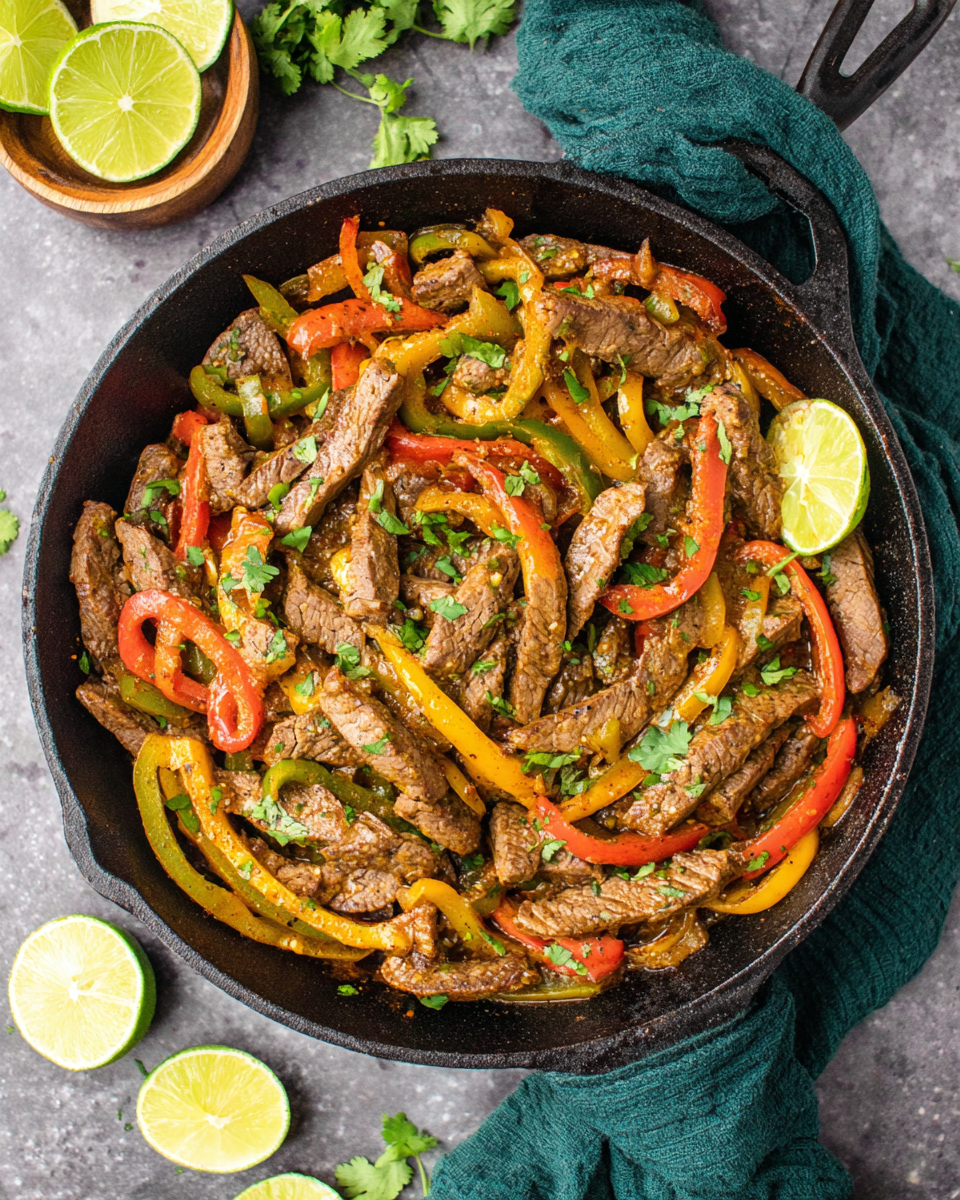 Quick Queso Steak Fajita Skillet Dinner Recipe recipe