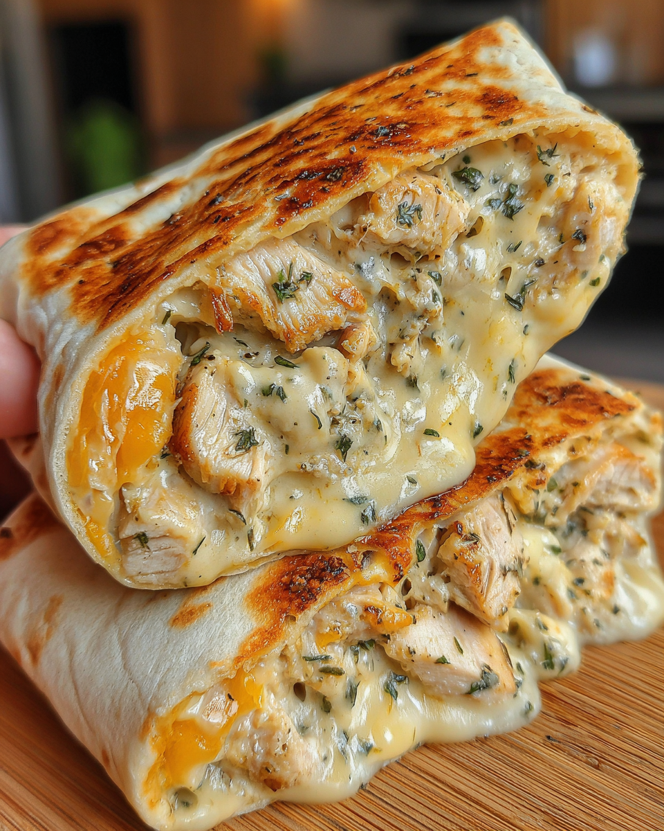 Cozy Cheesy Garlic Chicken Wraps for a Flavorful Lunch