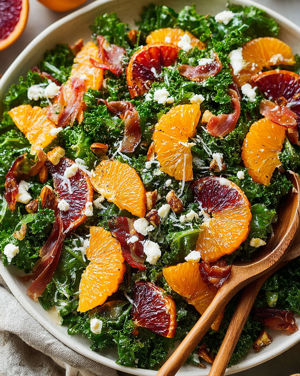 Autumn Kale Salad with Roasted Oranges and Prosciutto