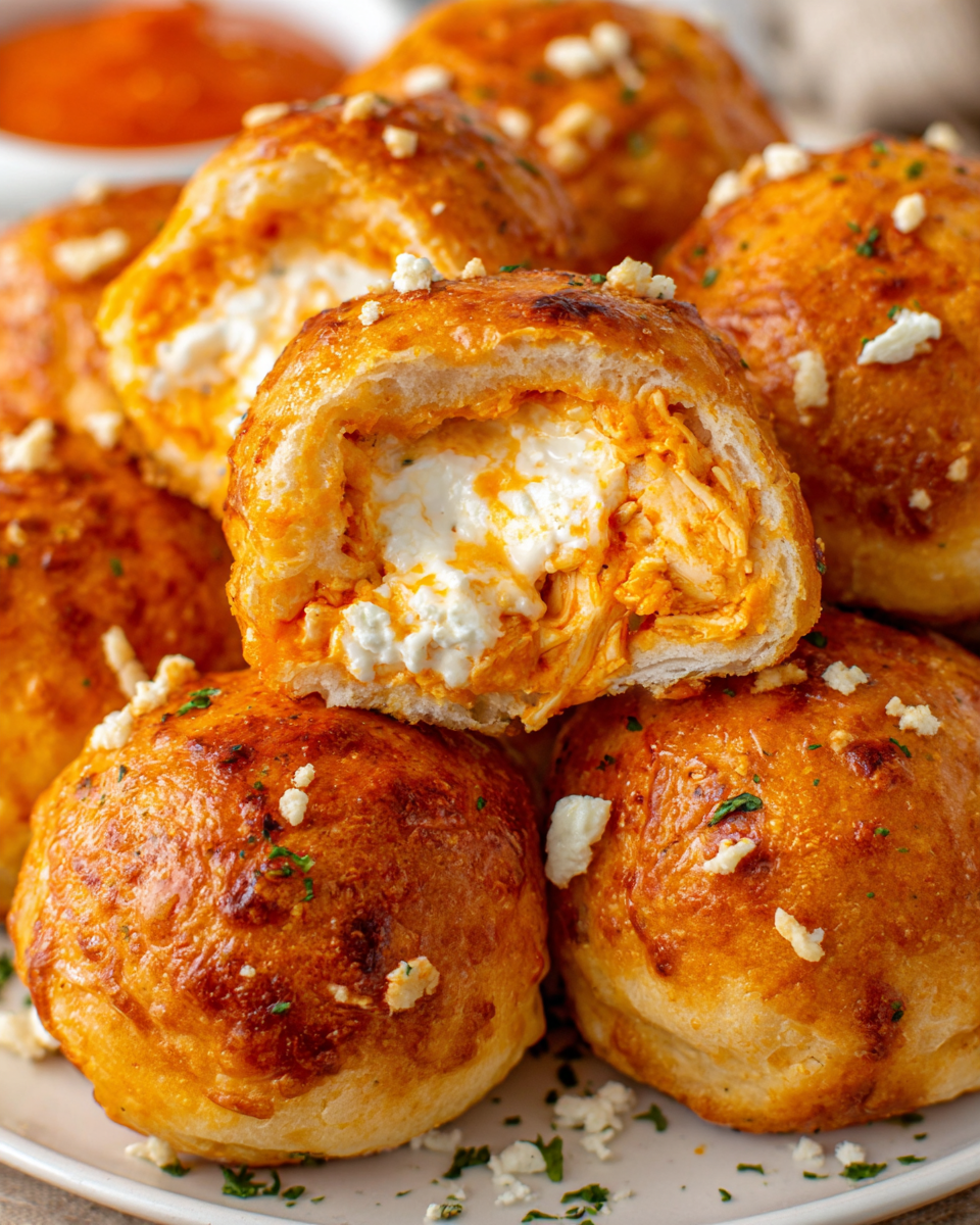 Buffalo Chicken Bombs with Ranch-Stuffed Center