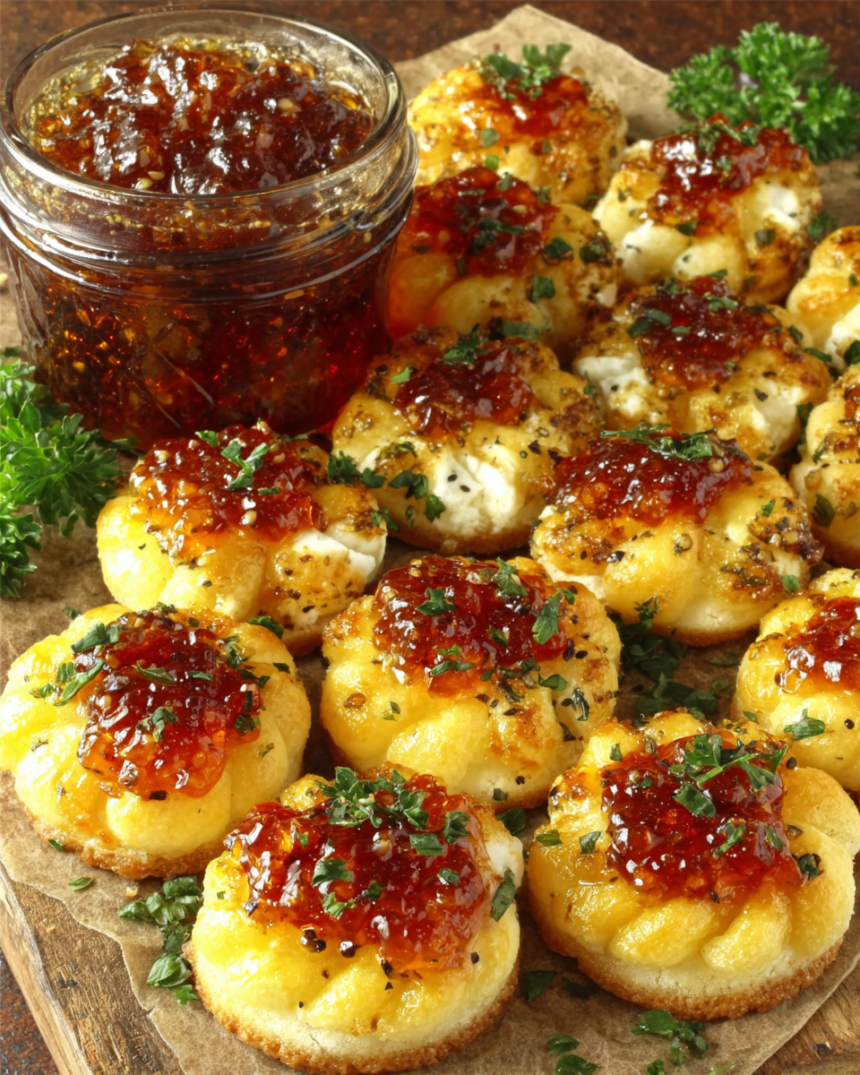Cheesy Thumbprint Appetizers with Hot Pepper Jelly