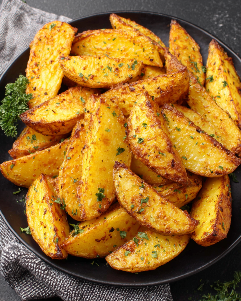 Crispy Broasted Potato Wedges in Oven or Air Fryer