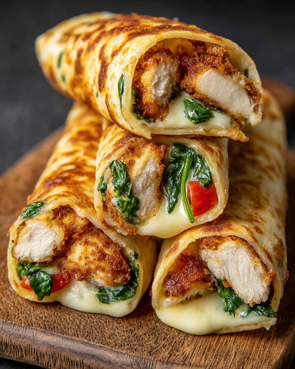 Crunchy Crispy Air Fryer Chicken & Mozzarella Wraps