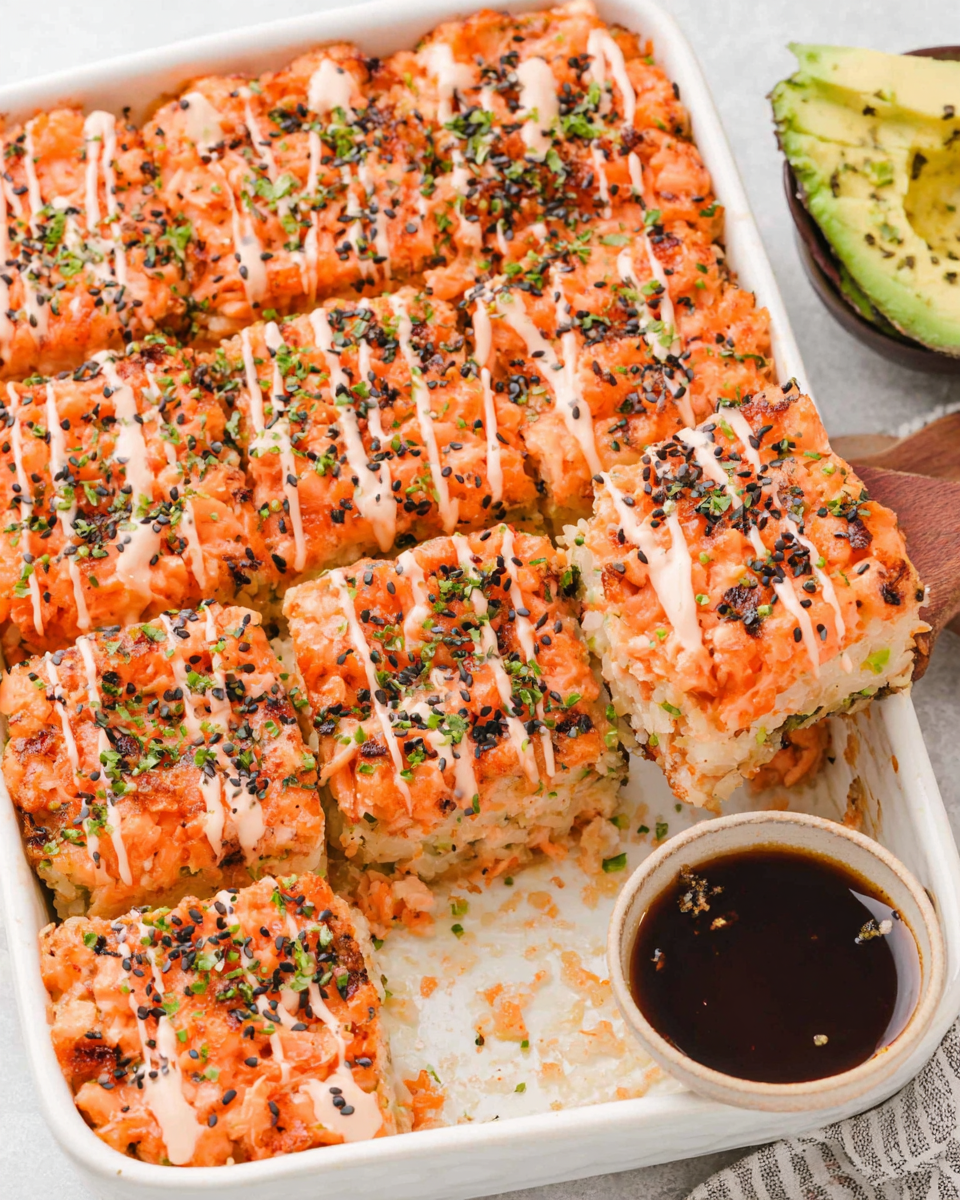 Easy Spicy Salmon Sushi Bake for Family Dinners