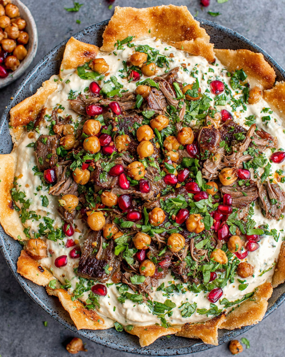 Exploring the Layers of Fatteh with Pita and Hummus