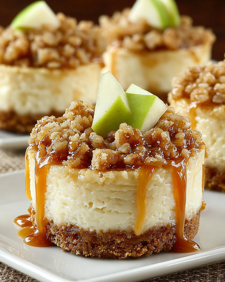 Caramel Apple Crisp Mini Cheesecakes to Delight