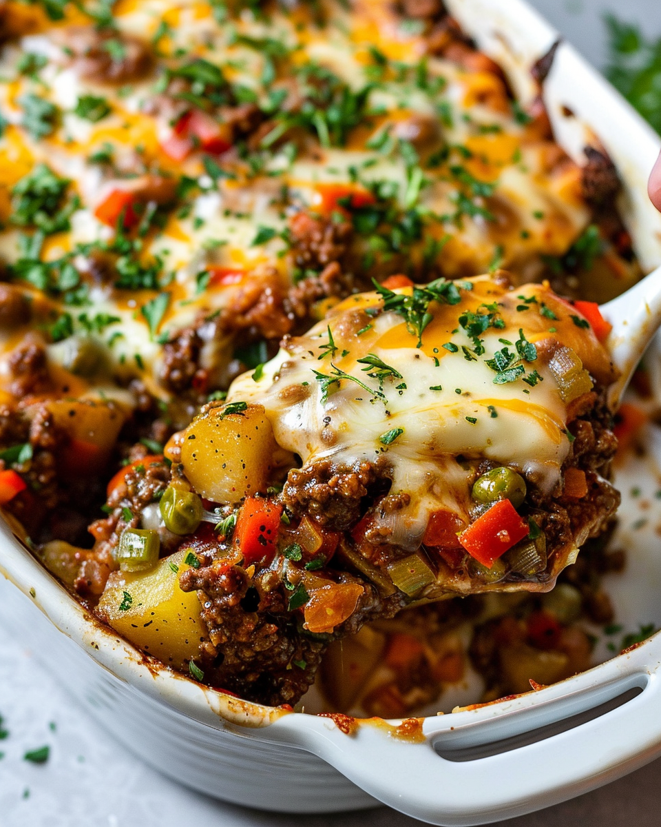 Comforting Cheesy Ground Beef and Potatoes Recipe