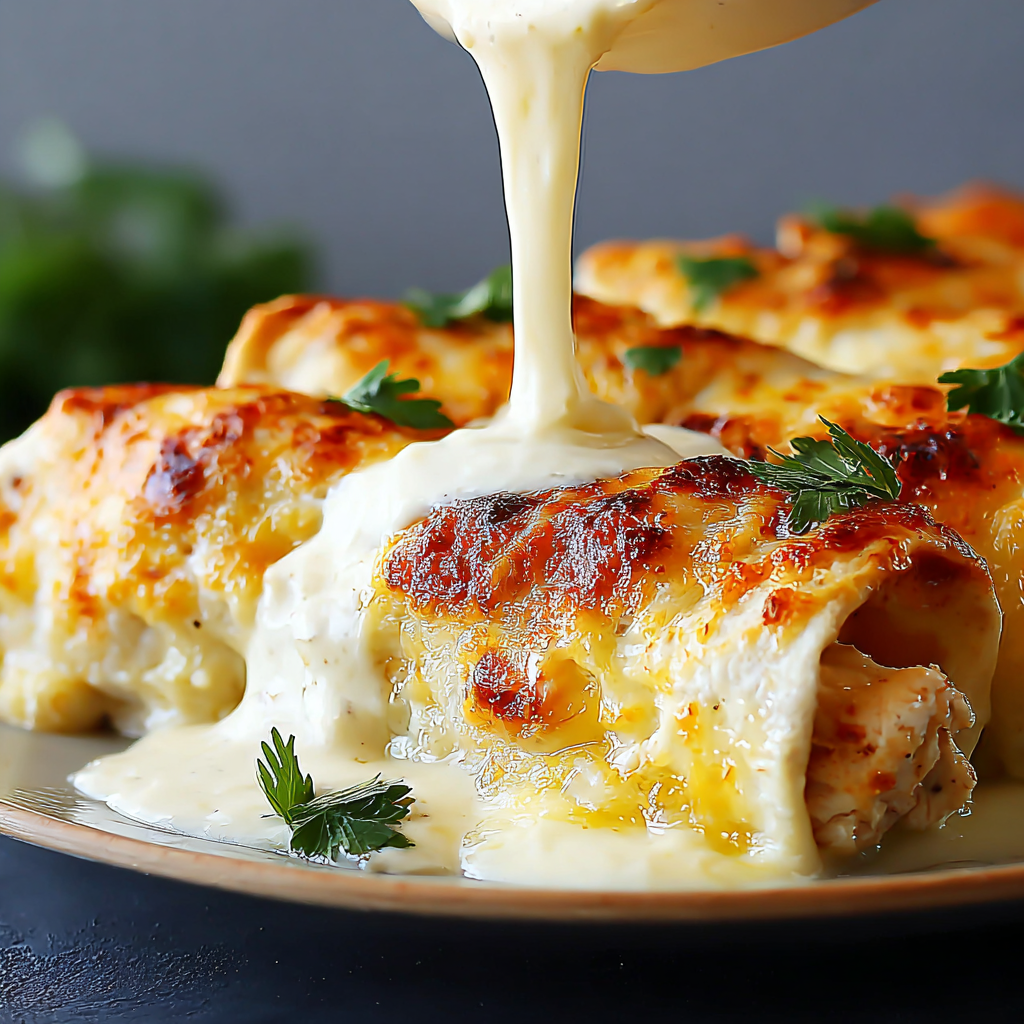 Delicious Chicken Enchiladas with Sour Cream Sauce