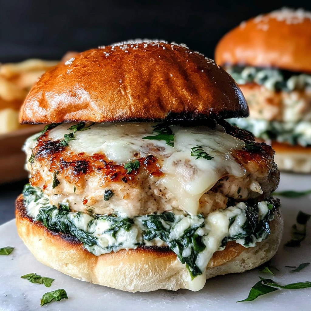 Flavorful White Cheddar and Spinach Chicken Burgers