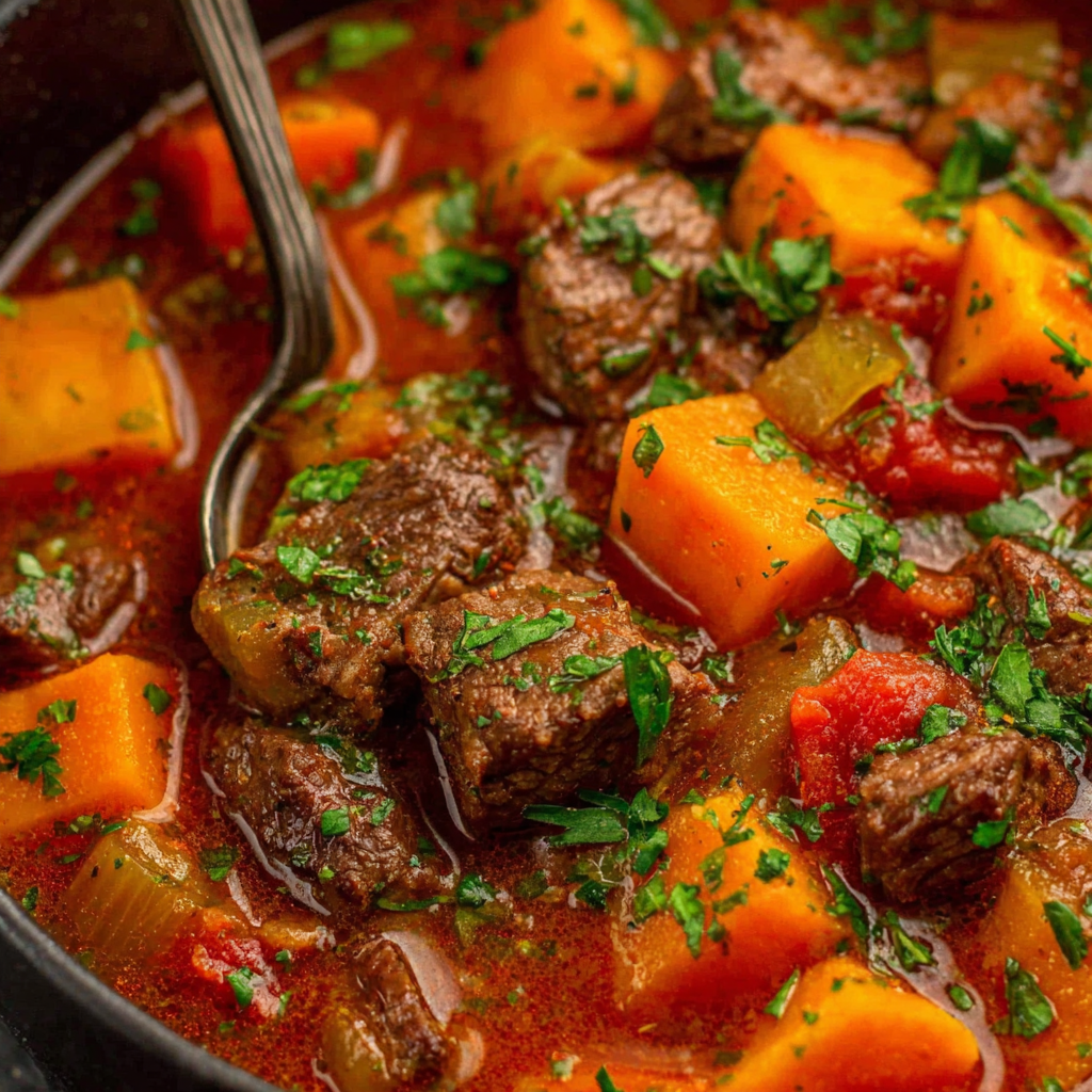 Hearty Crockpot Sweet Potato Beef Stew Recipe