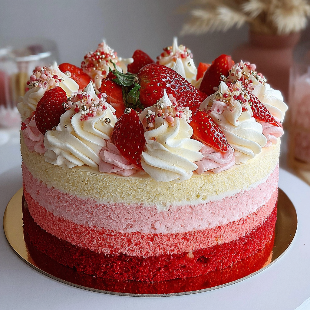 Charming Vanilla Strawberry Ombre Cake Recipe