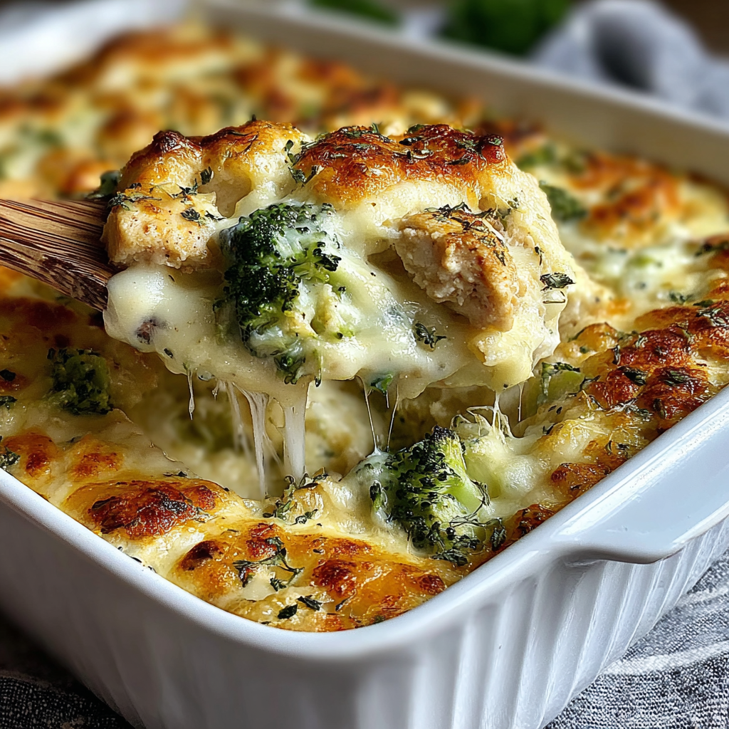 Creamy Chicken and Broccoli Alfredo Casserole Delight