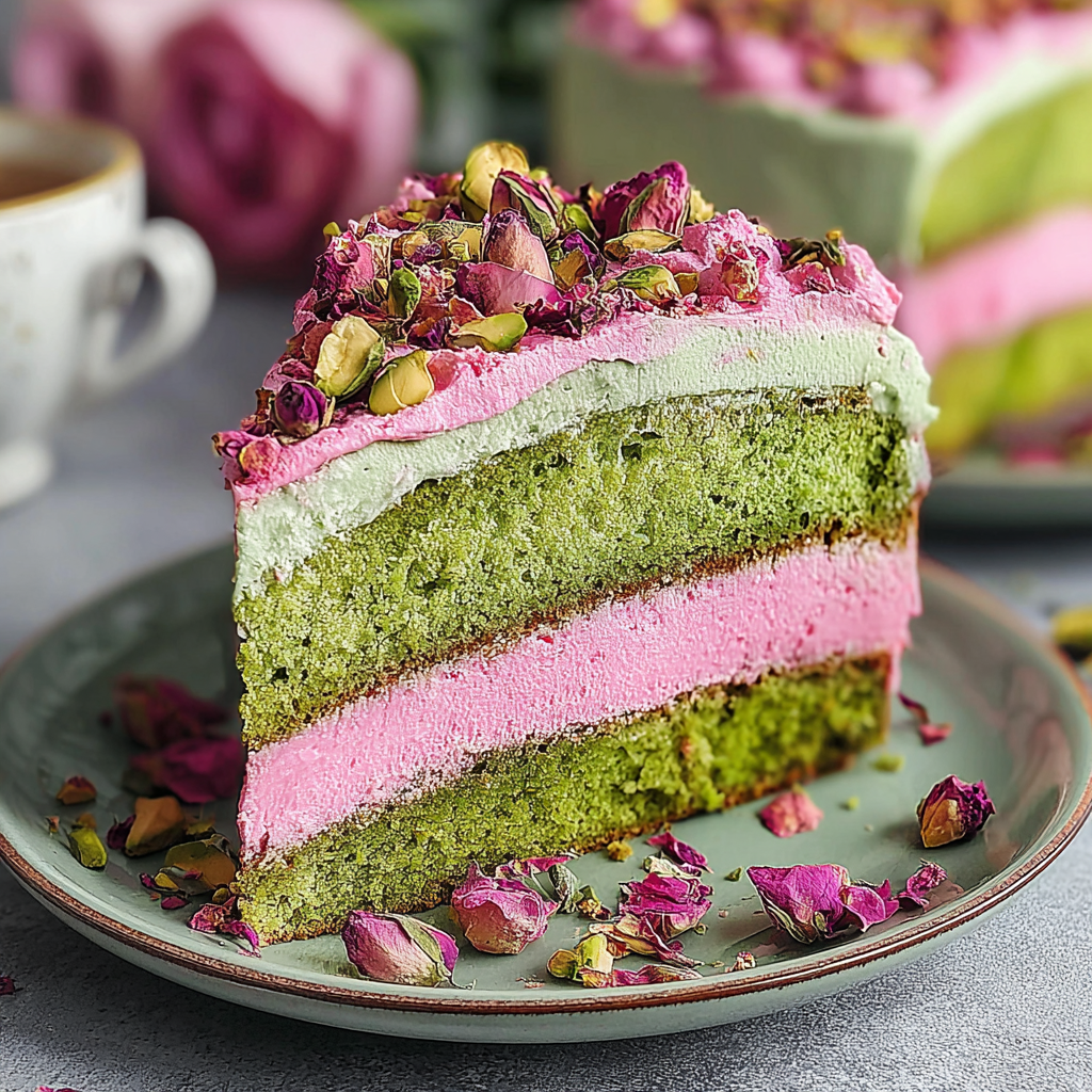 Delicate Rose and Pistachio Milk Cake Recipe