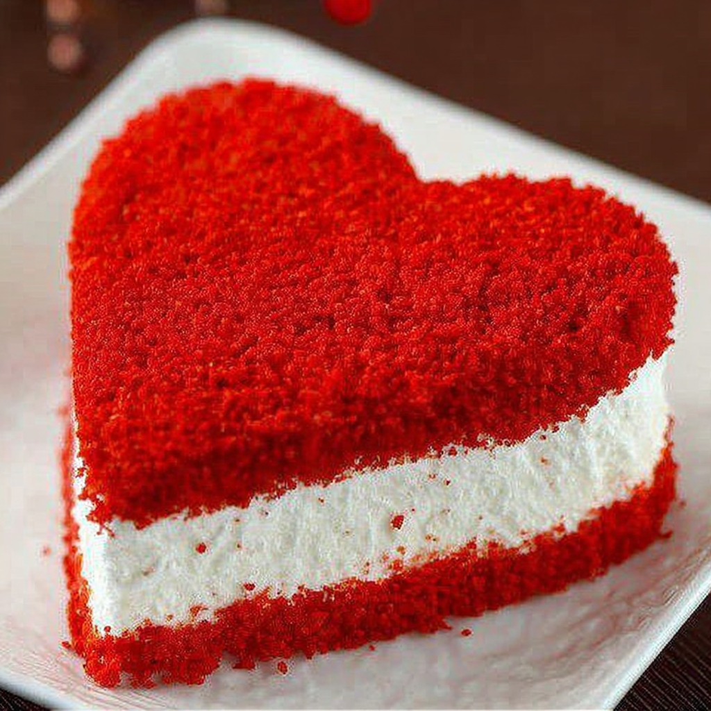 Delicious Heart-Shaped Red Velvet Cake for Love
