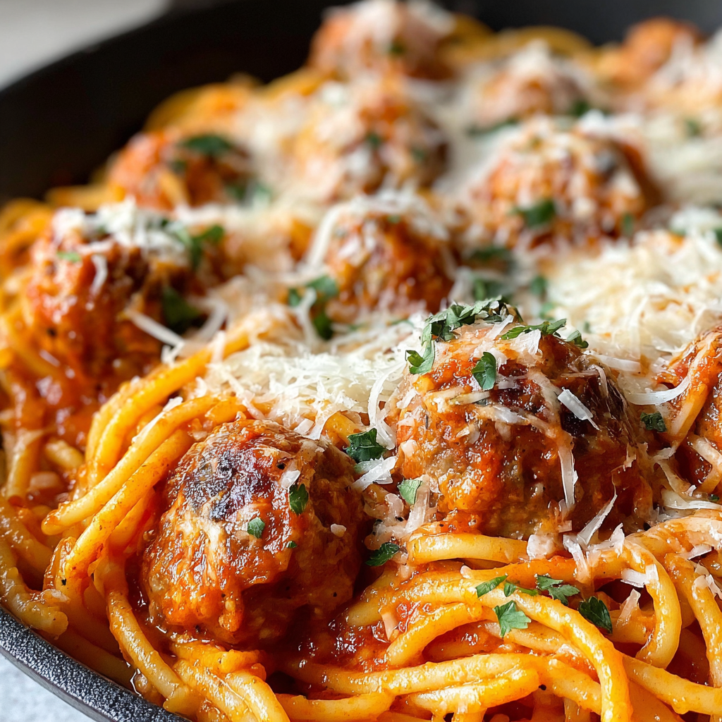 Delicious One Pan Spaghetti and Meatballs Recipe