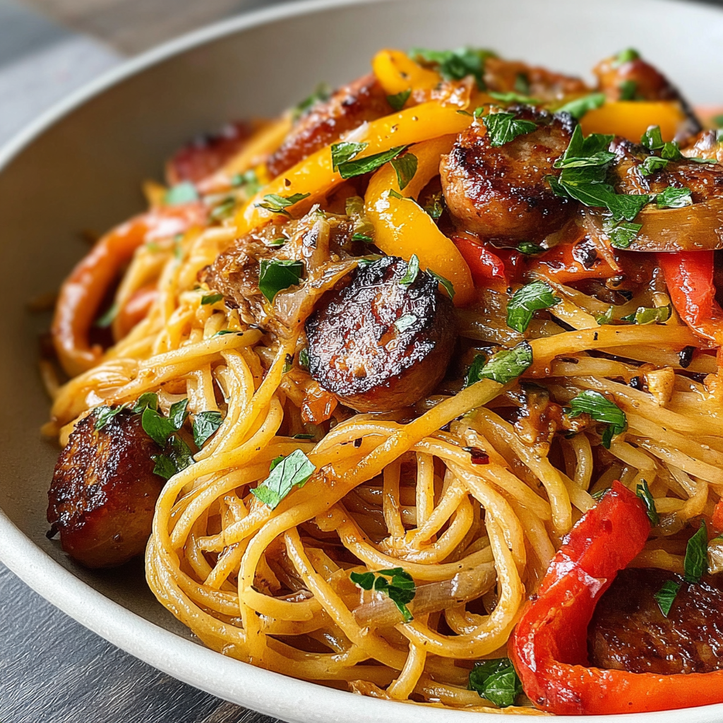 Savoring Spaghetti with Sausage and Peppers