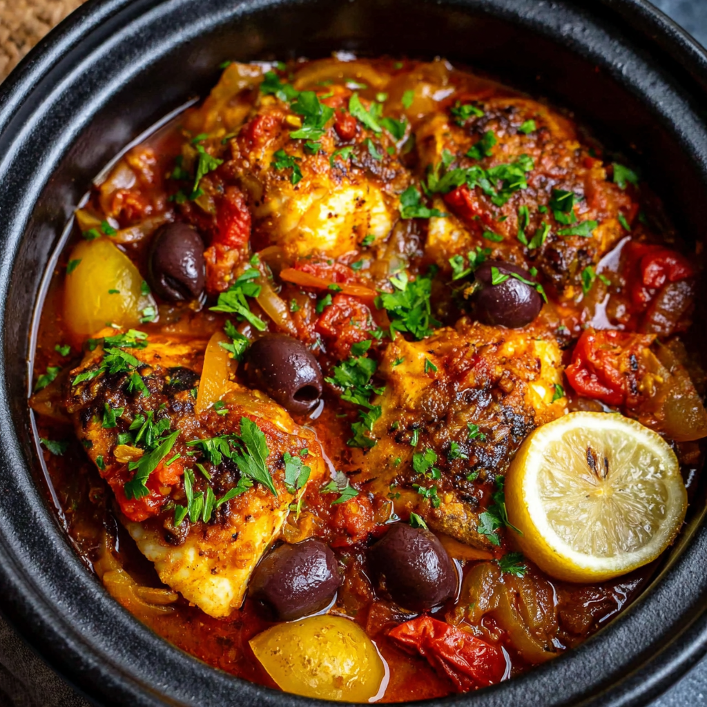 Savory Moroccan Fish Tagine with Ginger and Saffron
